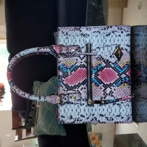 Aldo multi color snake print top handle crossbody bag